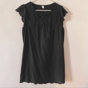 Old Navy Linen Blend Lace Up Embroidered Dress